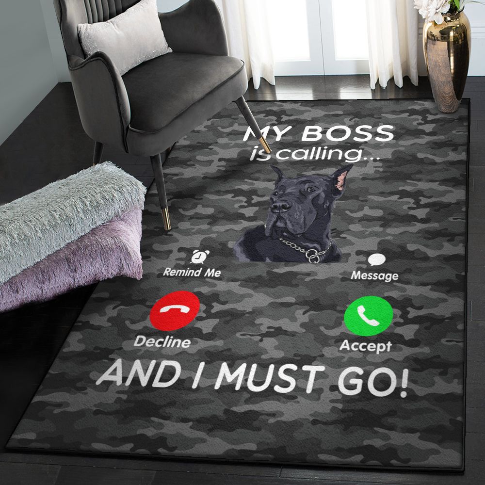 Administrator Area Rugs For , Great Dane My Boss Is Calling GS CL Rug  Chussin | Home Decor Easily
