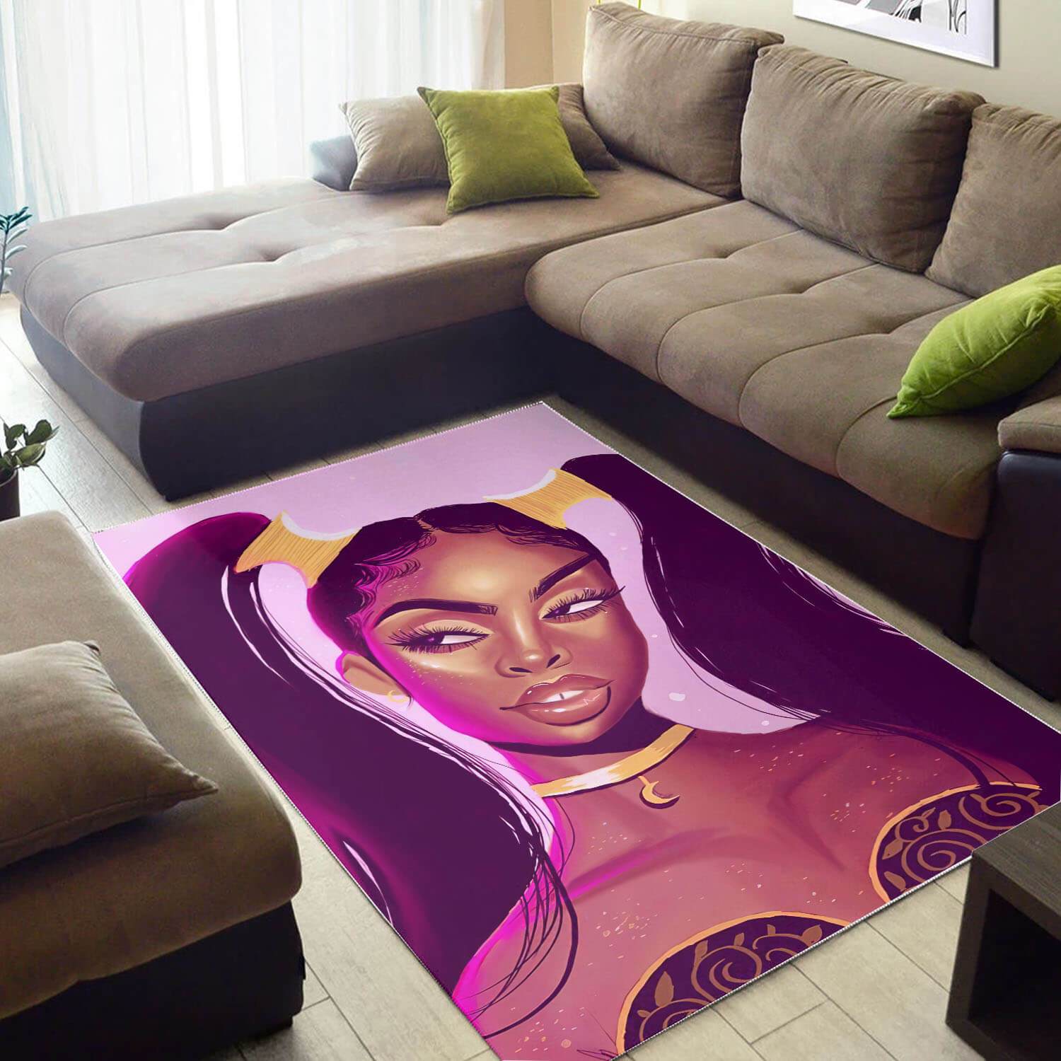 African American Beautiful Black Girl Afro Carpet Afrocentric Themed Rug - Chussin | Home Decor Easily