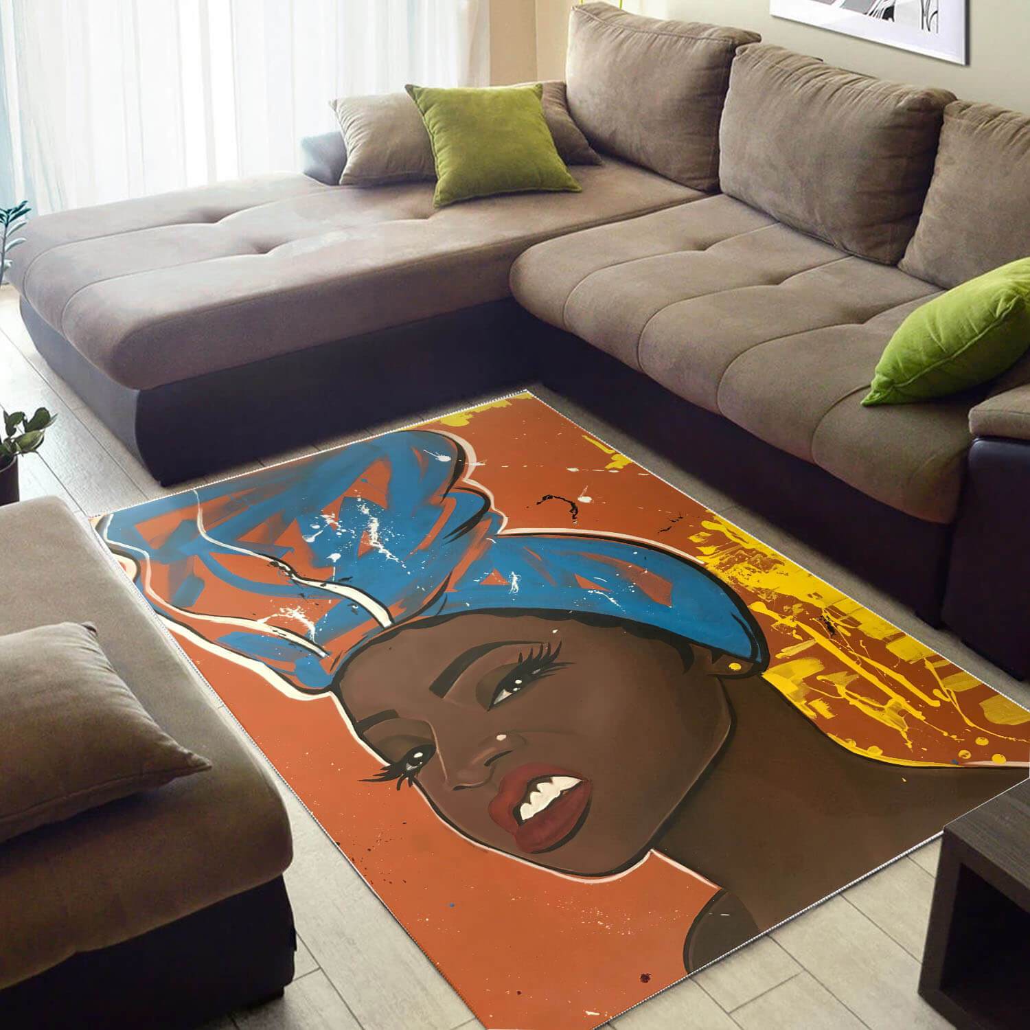 African American Pretty Afrocentric Lady Art Modern Themed Living Room Rug -  Chussin | Home Decor Easily