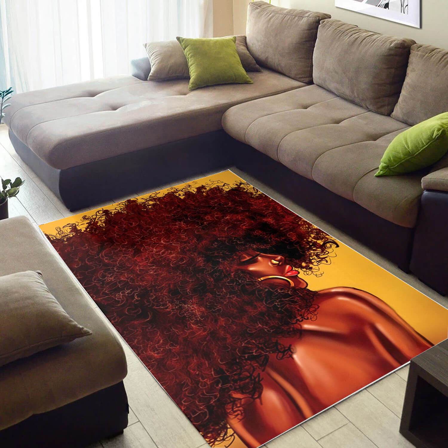 African American Pretty Black Afro Lady Style Themed House Rug -  Chussin | Home Decor Easily