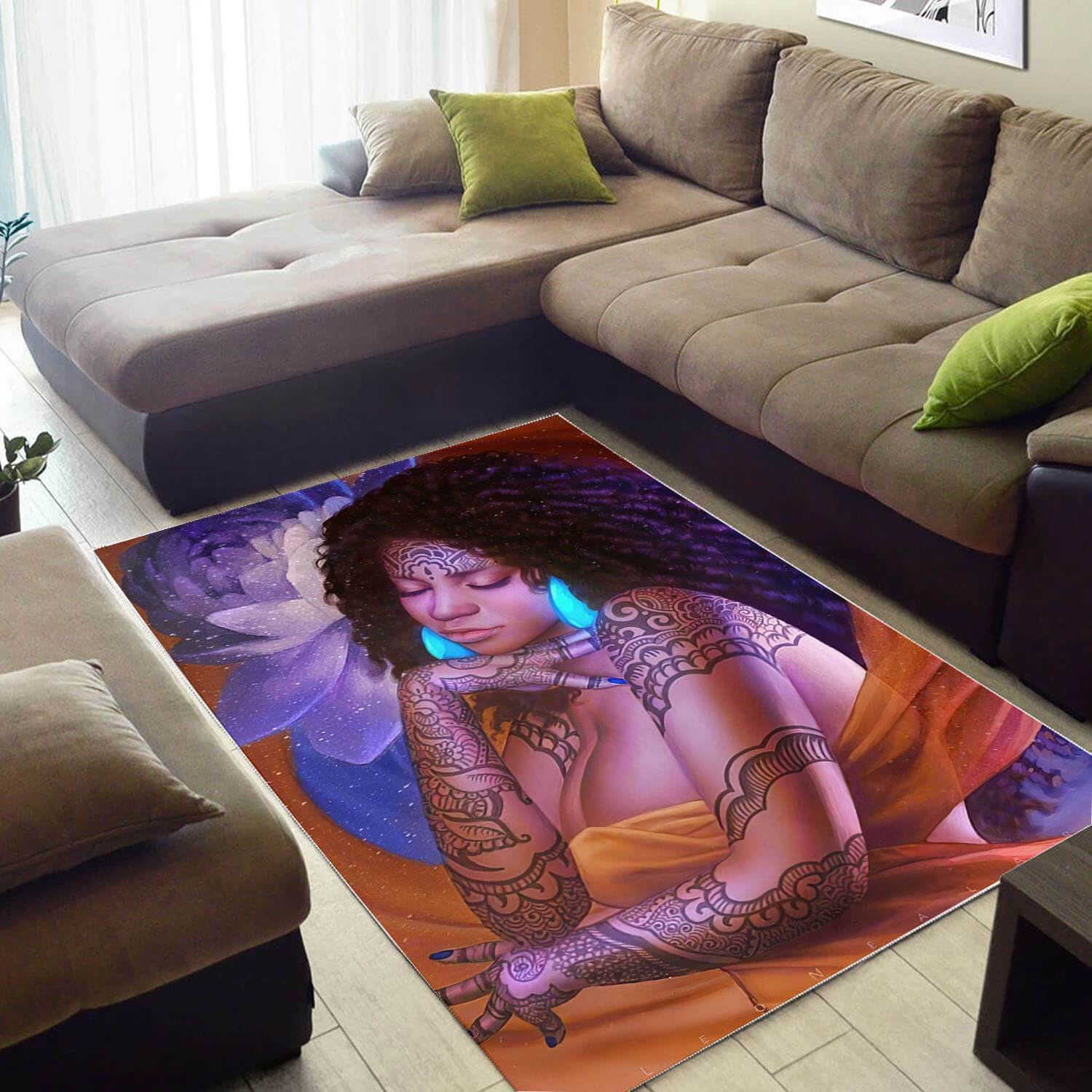 African American Pretty Melanin Girl Carpet Afrocentric Living Room Ideas Rug -  Chussin | Home Decor Easily