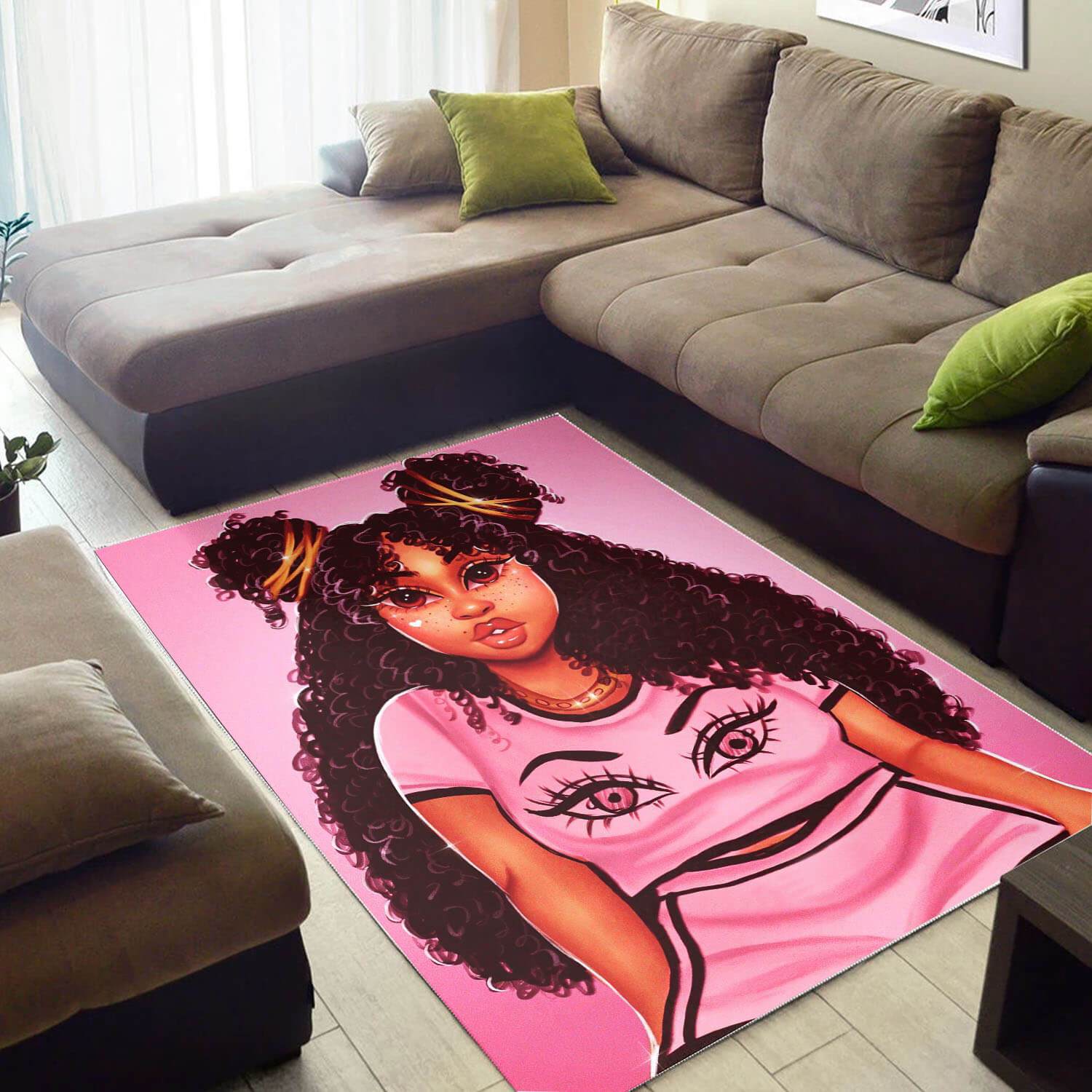 African Beautiful Black Girl Print Floor Themed Living Room Rug -  Chussin | Home Decor Easily