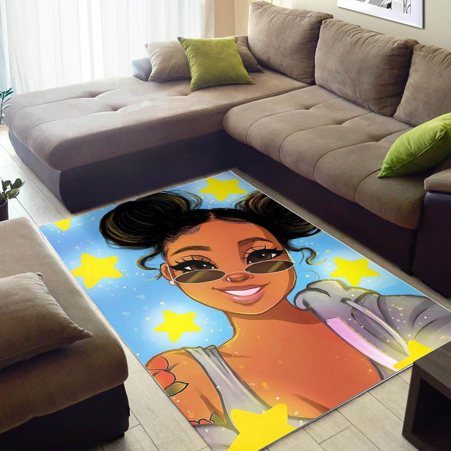 African Pretty Black Girl Afro American Art Modern Themed Living Room Rug -  Chussin | Home Decor Easily