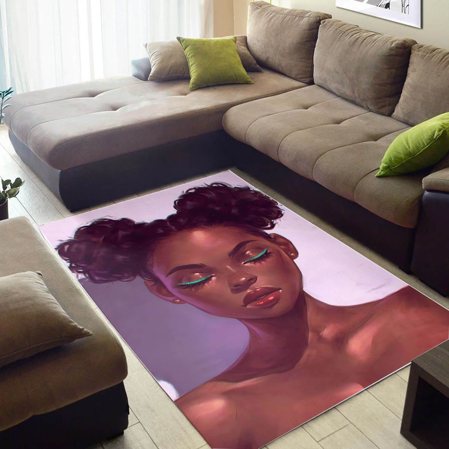 African Pretty Black Girl Afro Style Afrocentric Home Rug -  Chussin | Home Decor Easily