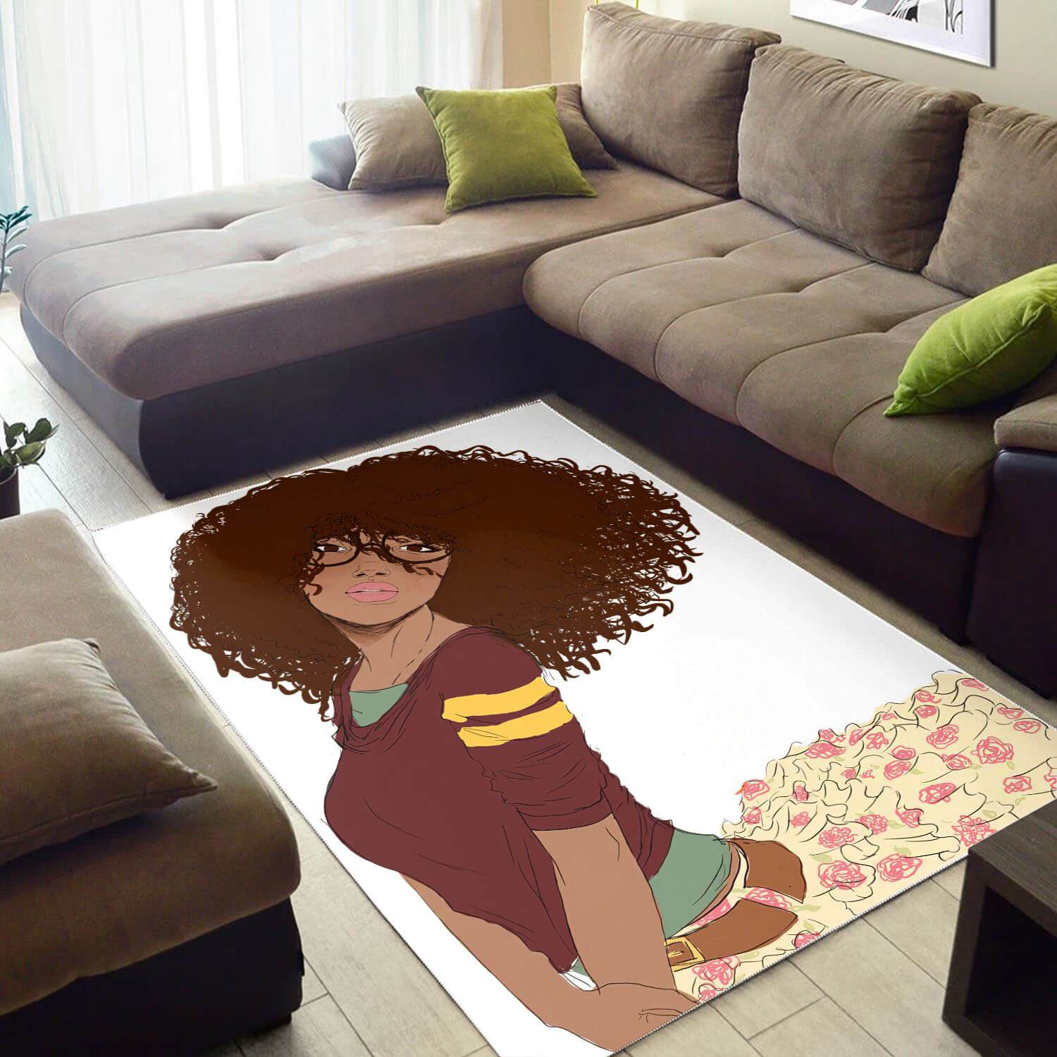 Afrocentric Pretty Lady African Carpet Home Rug -  Chussin | Home Decor Easily