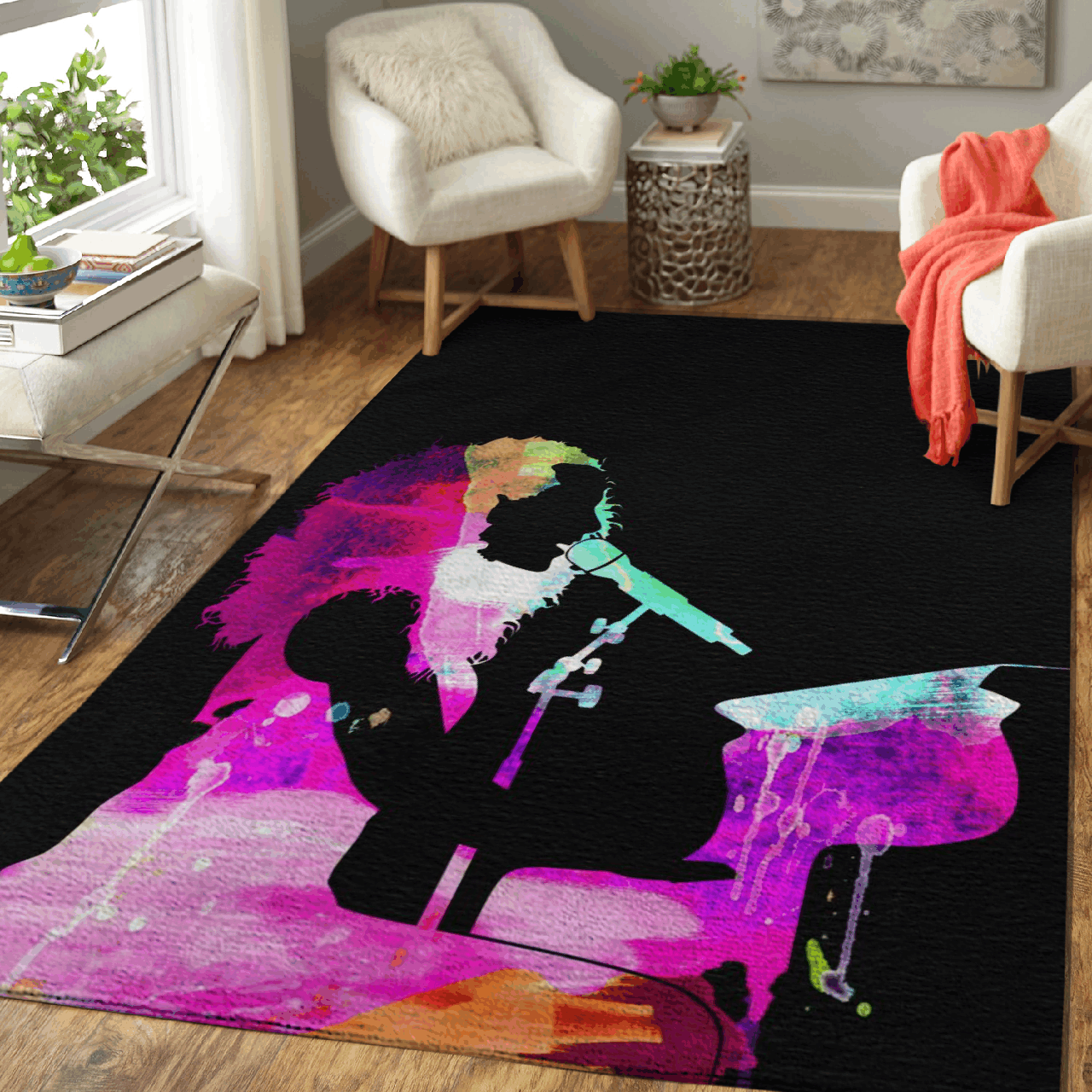 Alicia Keys Watercolor Music Legends On Stage Area  Chussin | Home Decor Easily