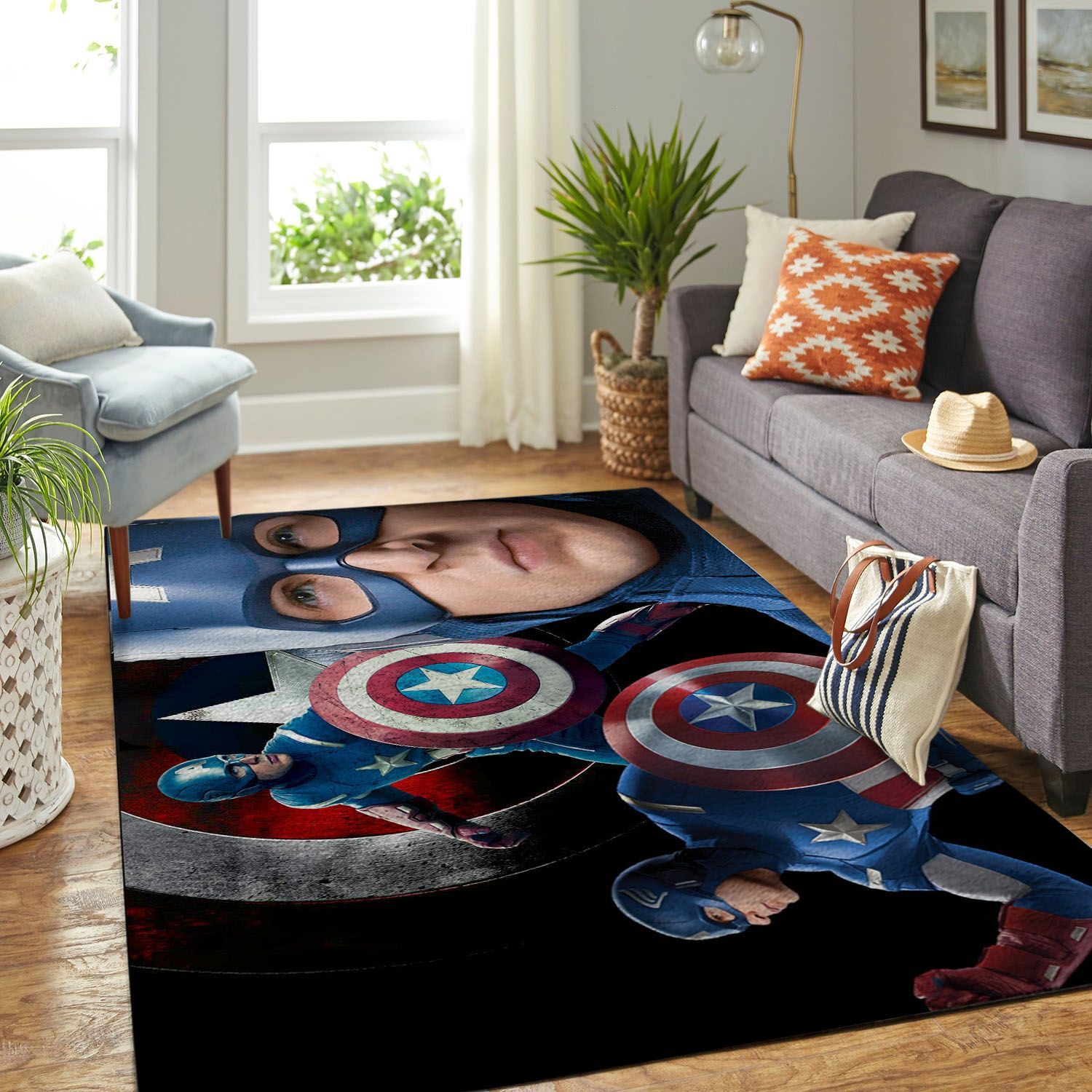 Captain America Living Room Area Rug -  Chussin | Home Decor Easily
