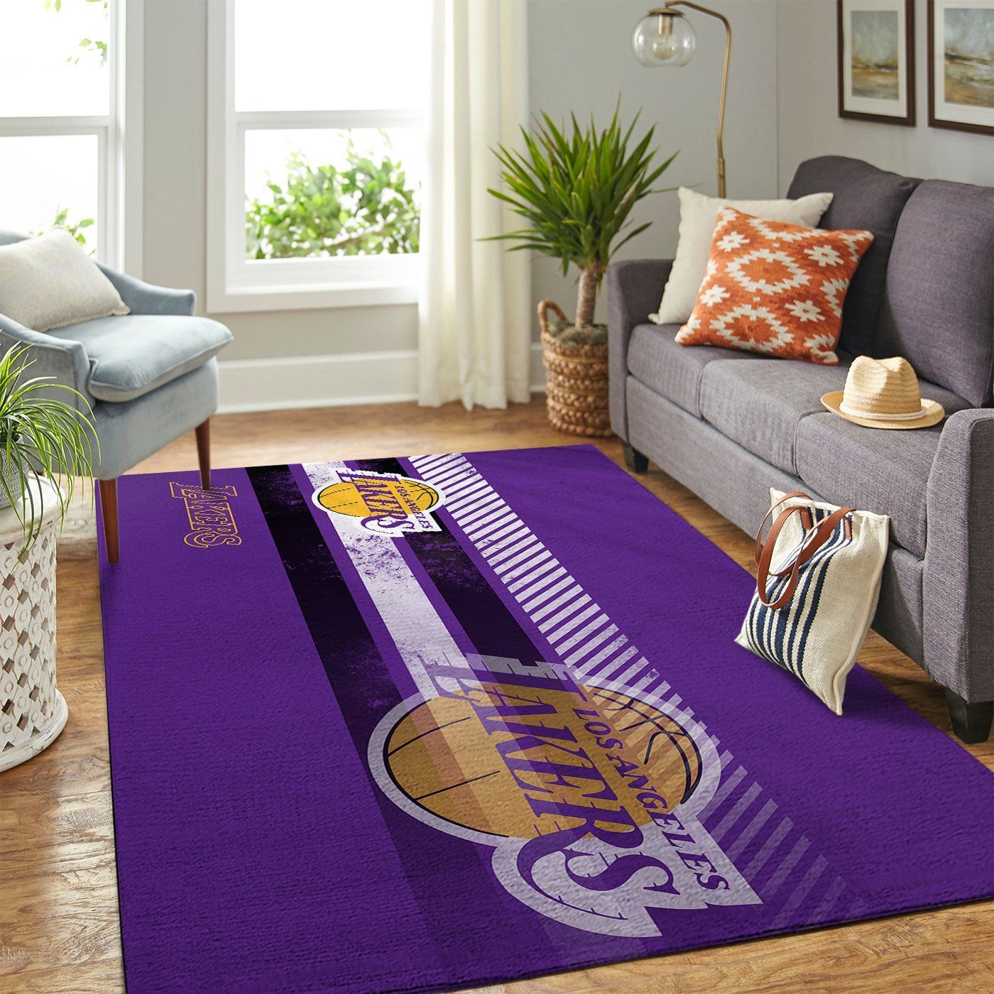 Los Angeles Lakers Living Room Area Rug - Chussin | Home Decor Easily