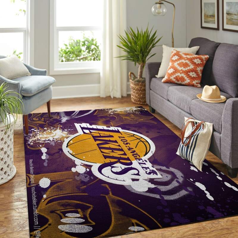 Los Angeles Lakers Living Room Area Rug - Chussin | Home Decor Easily