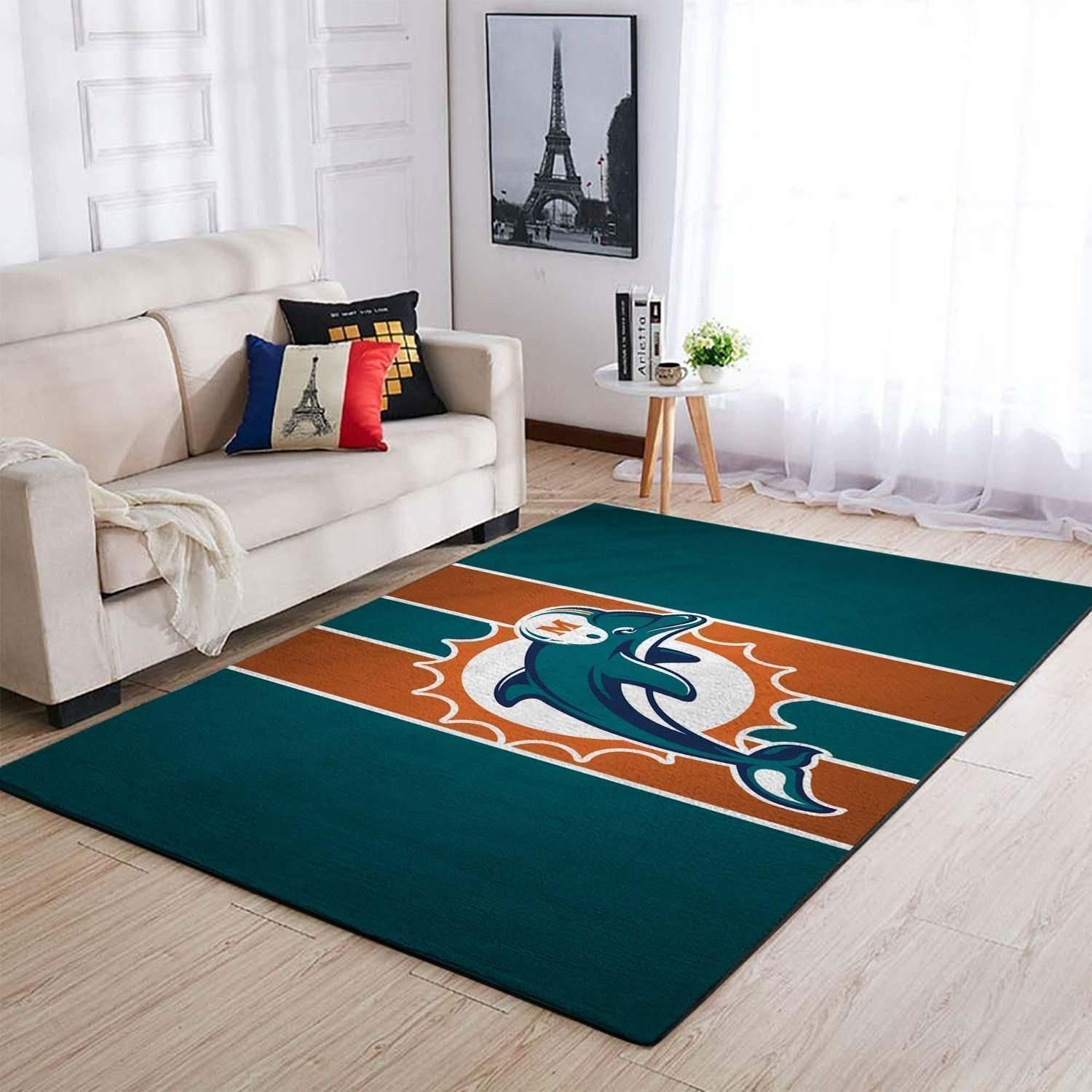 Miami Dolphins Living Room Area Rug -  Chussin | Home Decor Easily