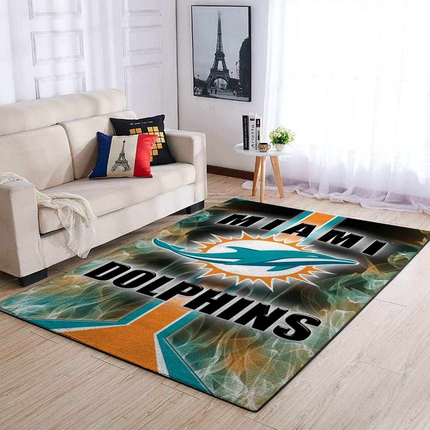 Miami Dolphins Living Room Area Rug -  Chussin | Home Decor Easily