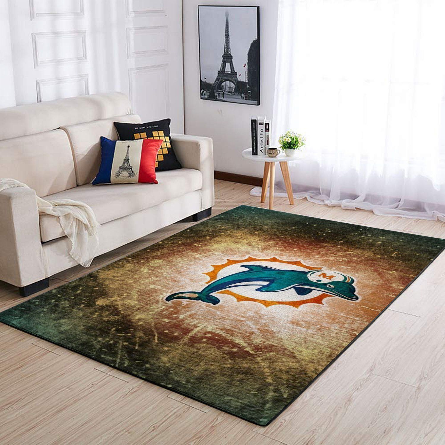 Miami Dolphins Living Room Area Rug - Chussin | Home Decor Easily