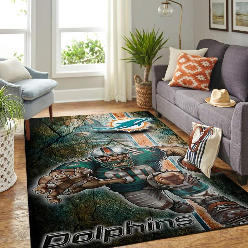 Miami Dolphins Living Room Area Rug - Chussin | Home Decor Easily