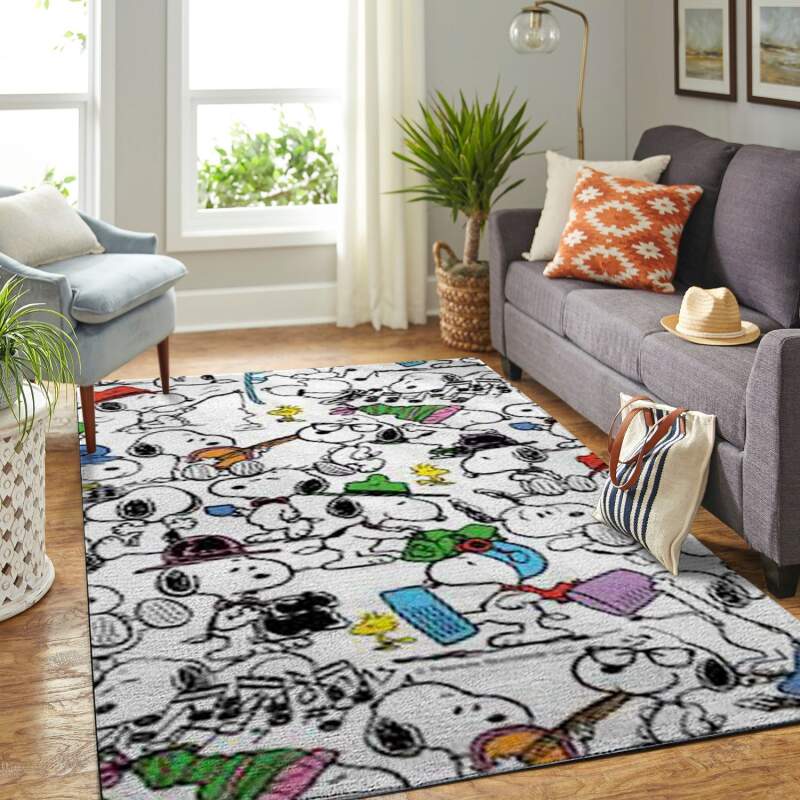 Snoopy And Peanuts Comic Living Room Area Rug - Chussin | Home Decor Easily