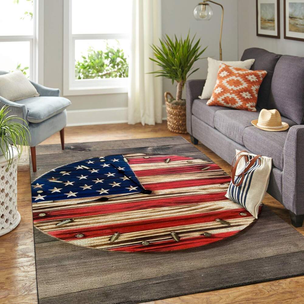 American Flag Clock Area Rug Ofd Afc190827 Area  Chussin | Home Decor Easily