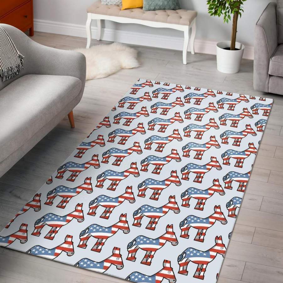 American Flag Donkey Pattern Print Area Rug  Chussin | Home Decor Easily