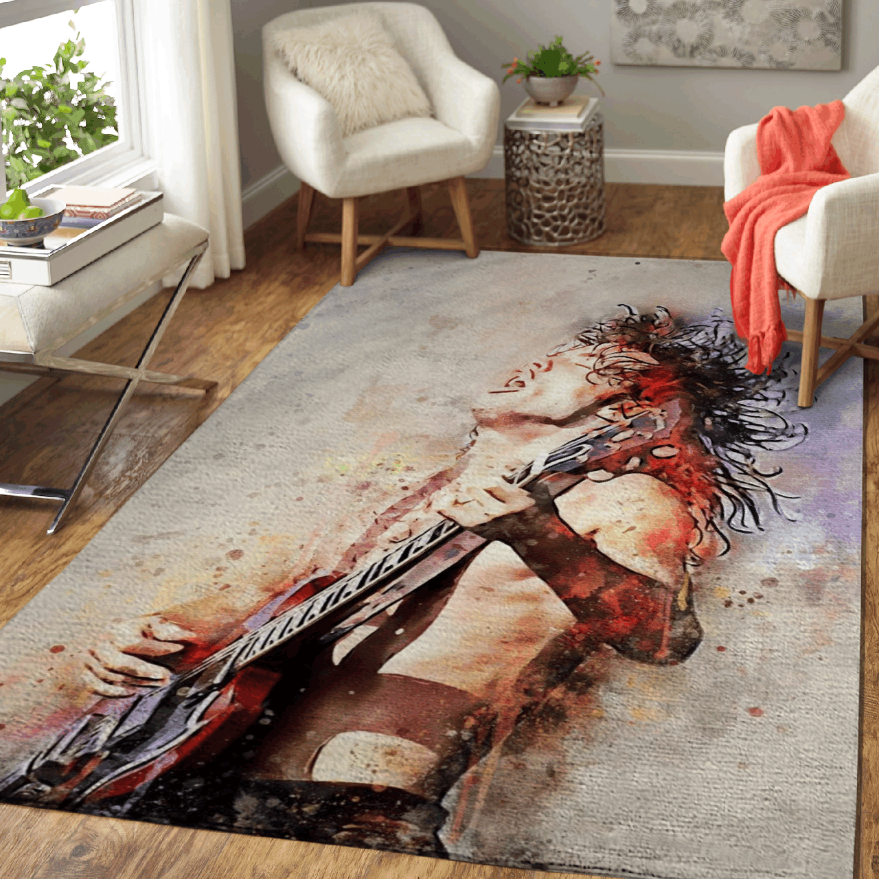 Angus Mckinnon Young The Band Ac Dc Music Art Area Rug Area  Chussin | Home Decor Easily