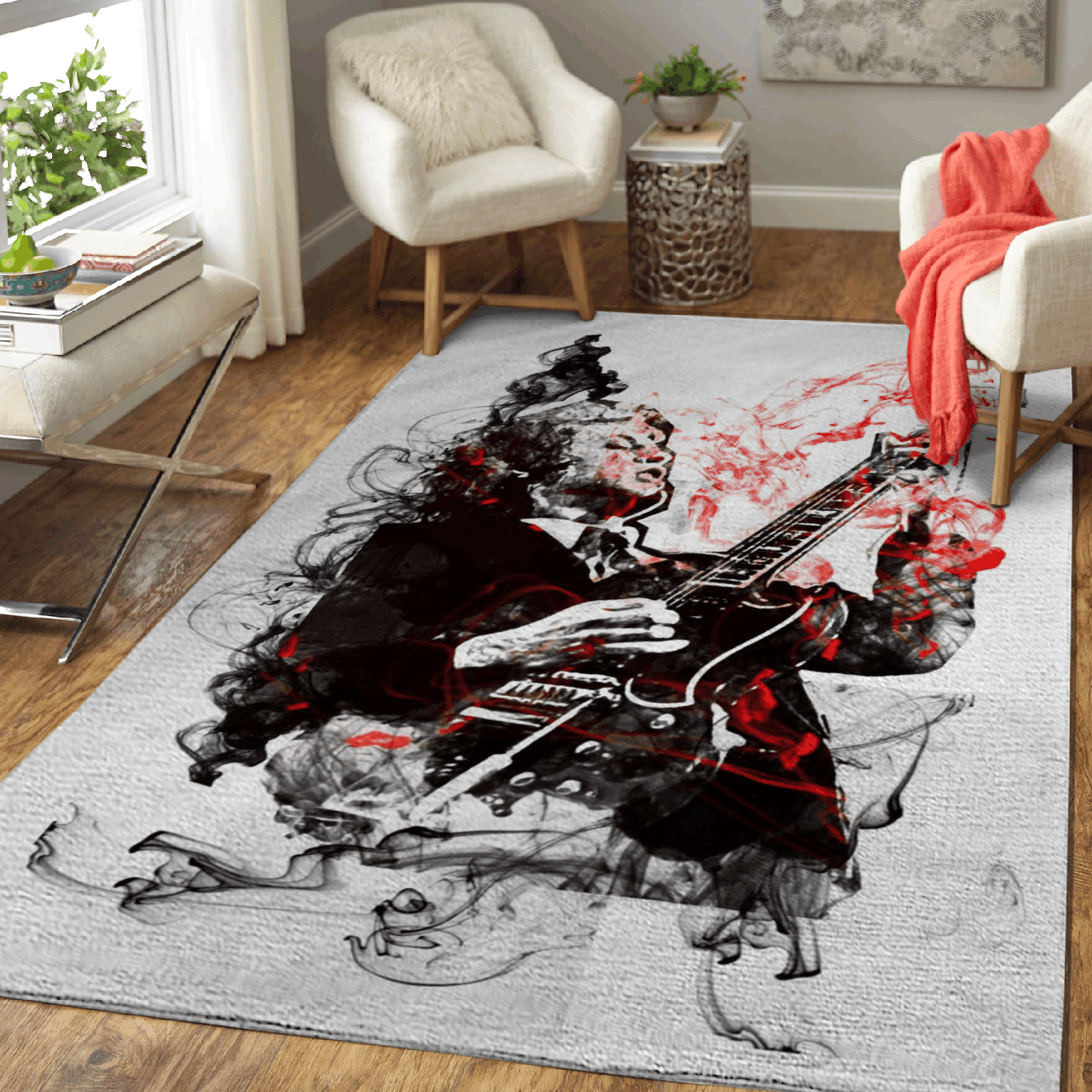 Angus Young Ac Dc Australian Rock Band Pop Art Area Rug Area  Chussin | Home Decor Easily