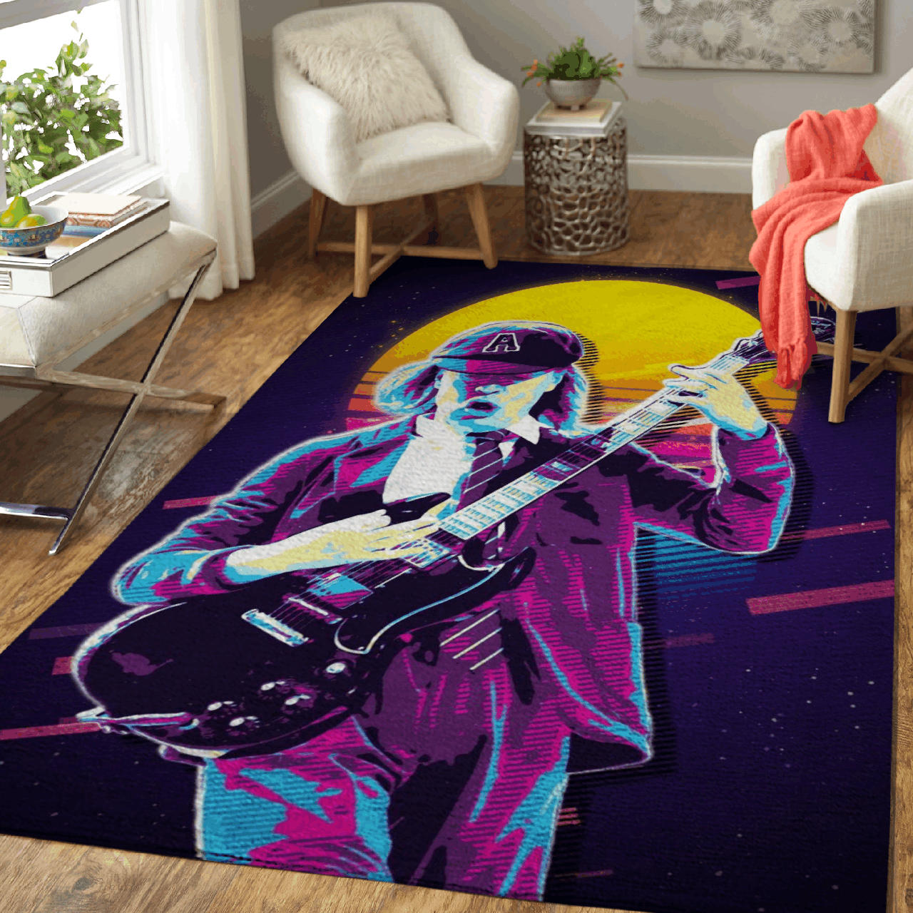 Angus Young Ac Dc Band Art Area Rug Area  Chussin | Home Decor Easily