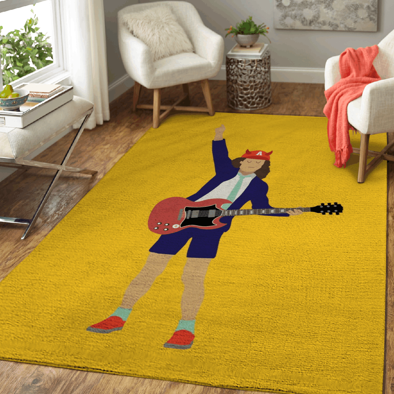 Angus Young Ac Dc Band For Fans Area Rug Area  Chussin | Home Decor Easily