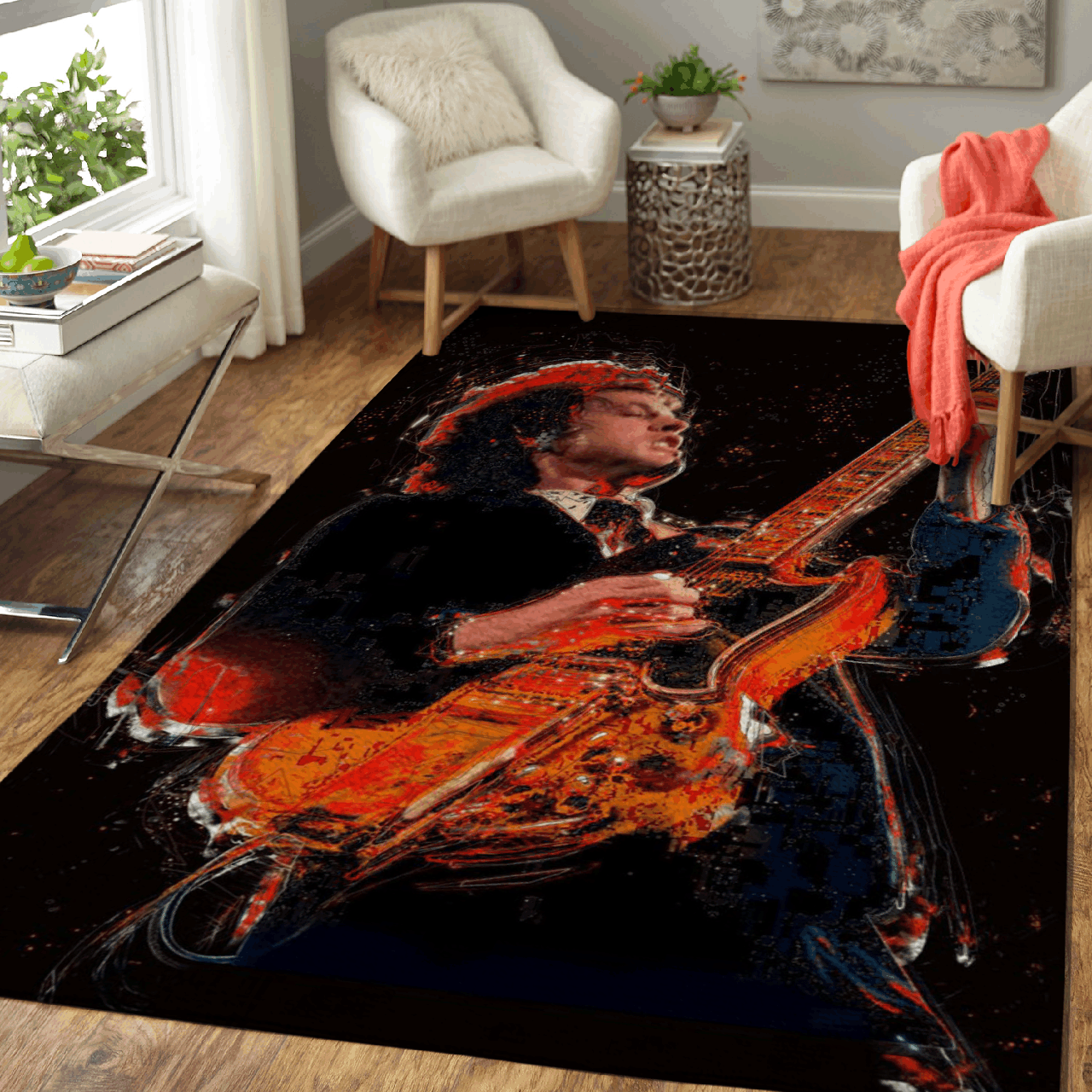 Angus Young Ac Dc Band Music Art For Fans Area Rug Area  Chussin | Home Decor Easily