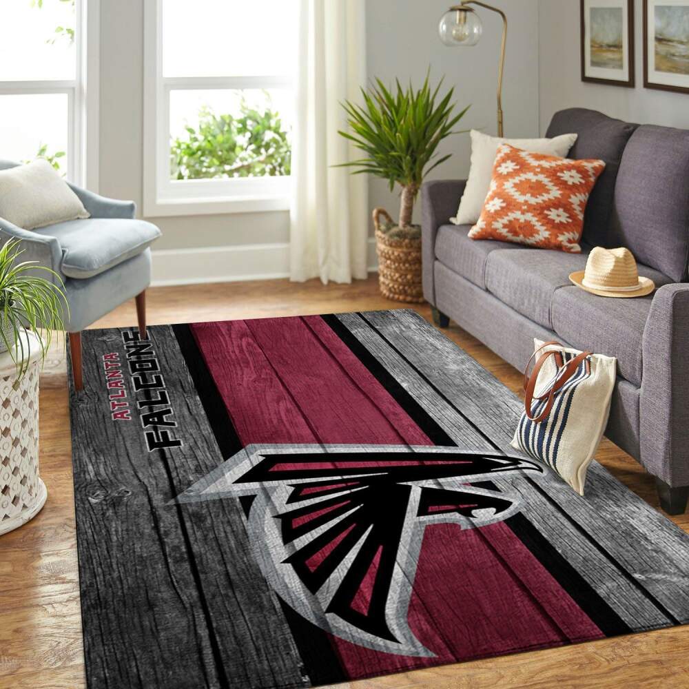 Atlanta Falcons Nfl Team Logo Area Rugs Wooden Style Sports Chussin | Home Decor Easily