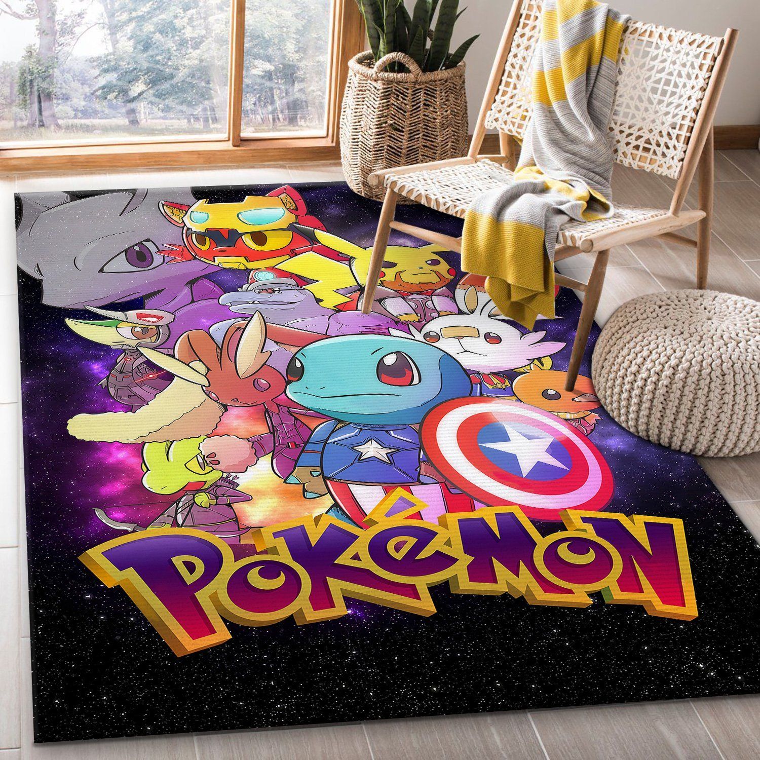 Avengers Pokemon Rug – Custom Size And Printing - Chussin | Home Decor Easily