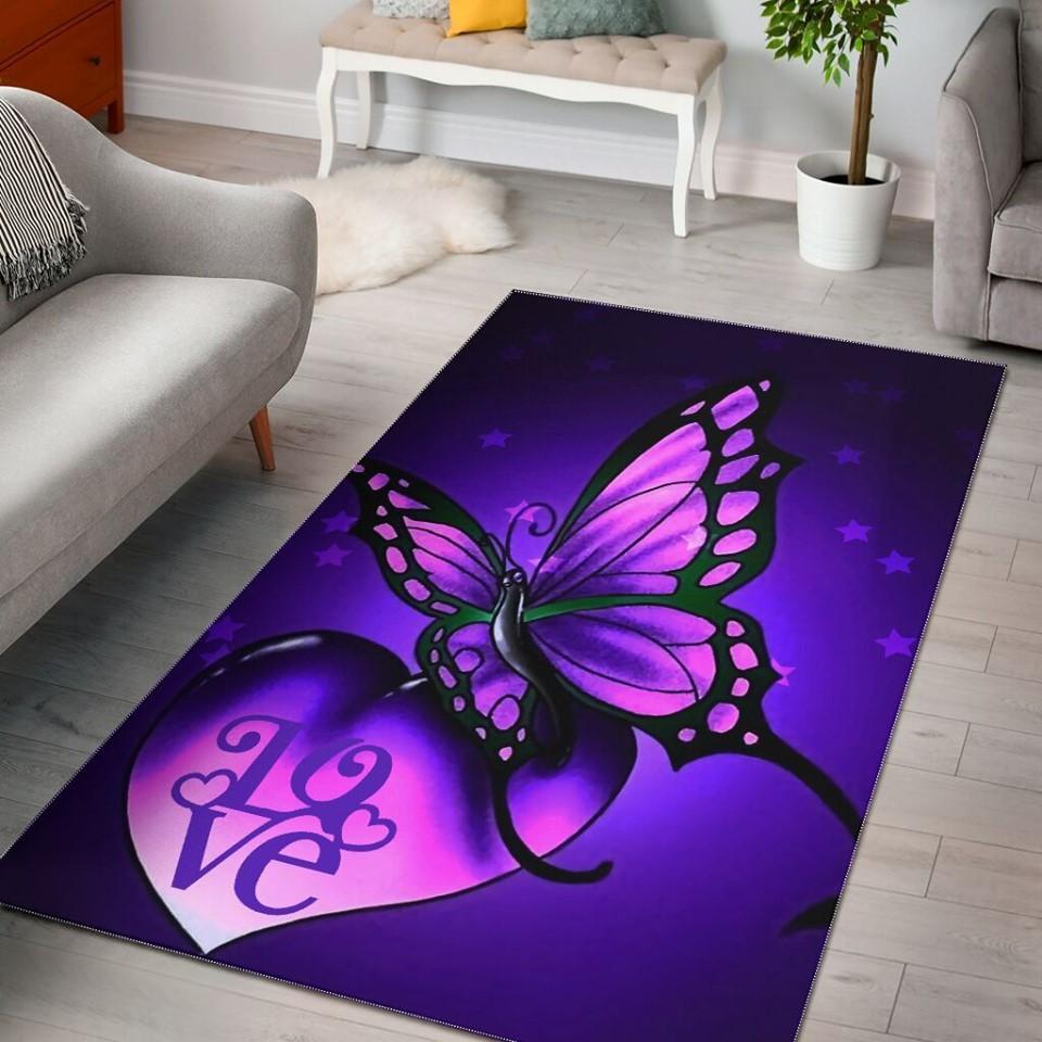 Awesome Purple Butterfly Star Love Limited Edition Rug - Chussin | Home Decor Easily