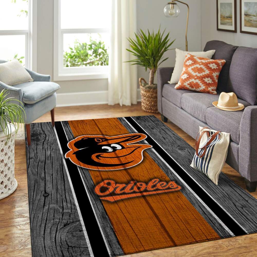 Baltimore Orioles Mlb Area Rugs Baseball Team Logo Wooden Style  Chussin | Home Decor Easily