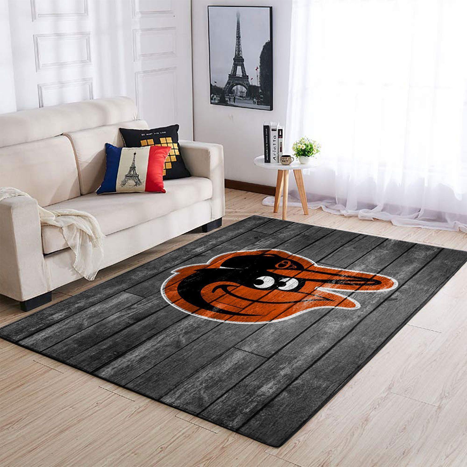 Baltimore Orioles Mlb Team Logo Grey Area Rugs Wooden Style Sports  Chussin | Home Decor Easily
