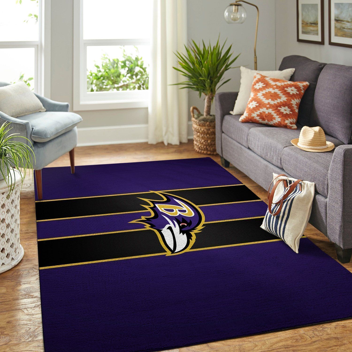 Baltimore Ravens Area Rug Nfl Football Team Logo V1775 Chussin | Home Decor Easily