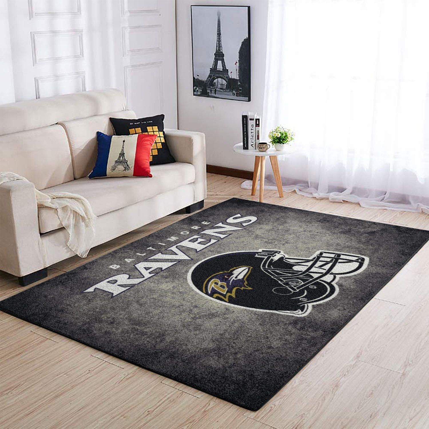 Baltimore Ravens Area Rug Nfl Football Team Logo V1799  Chussin | Home Decor Easily