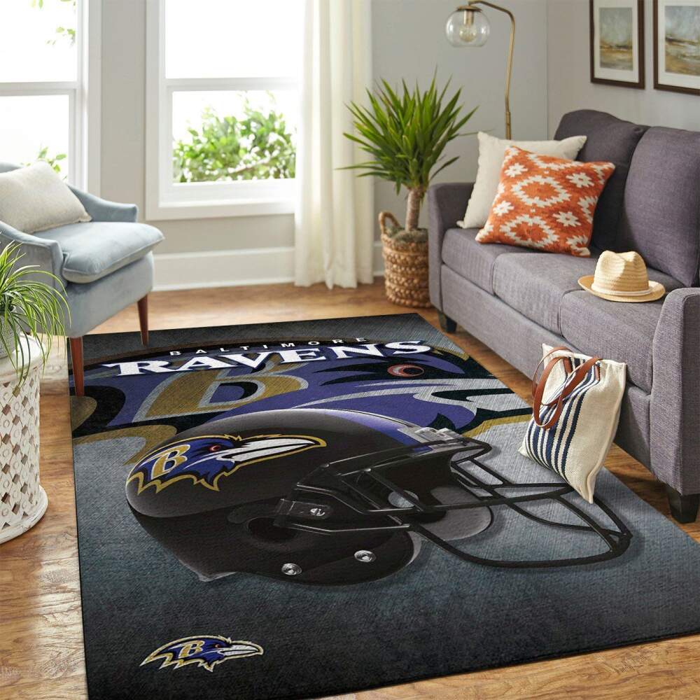 Baltimore Ravens Nfl Area Rugs Team Helmet Sports Chussin | Home Decor Easily