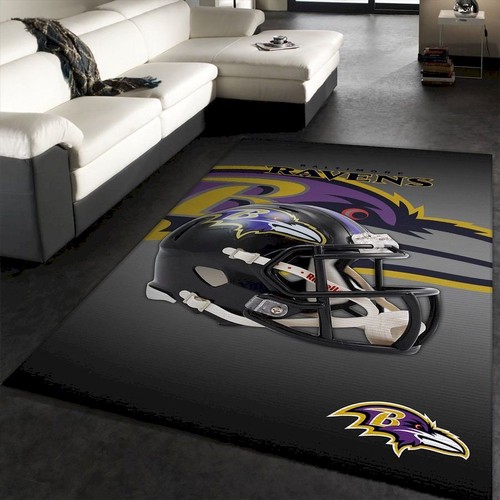 Baltimore Ravens Nfl Team Logo Helmet Rug Room Custom Area Floo Chussin | Home Decor Easily