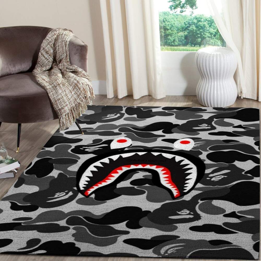 Bape Area Rug Hypebeast Luxurious Fashion Brand Logo V1407 Chussin | Home Decor Easily
