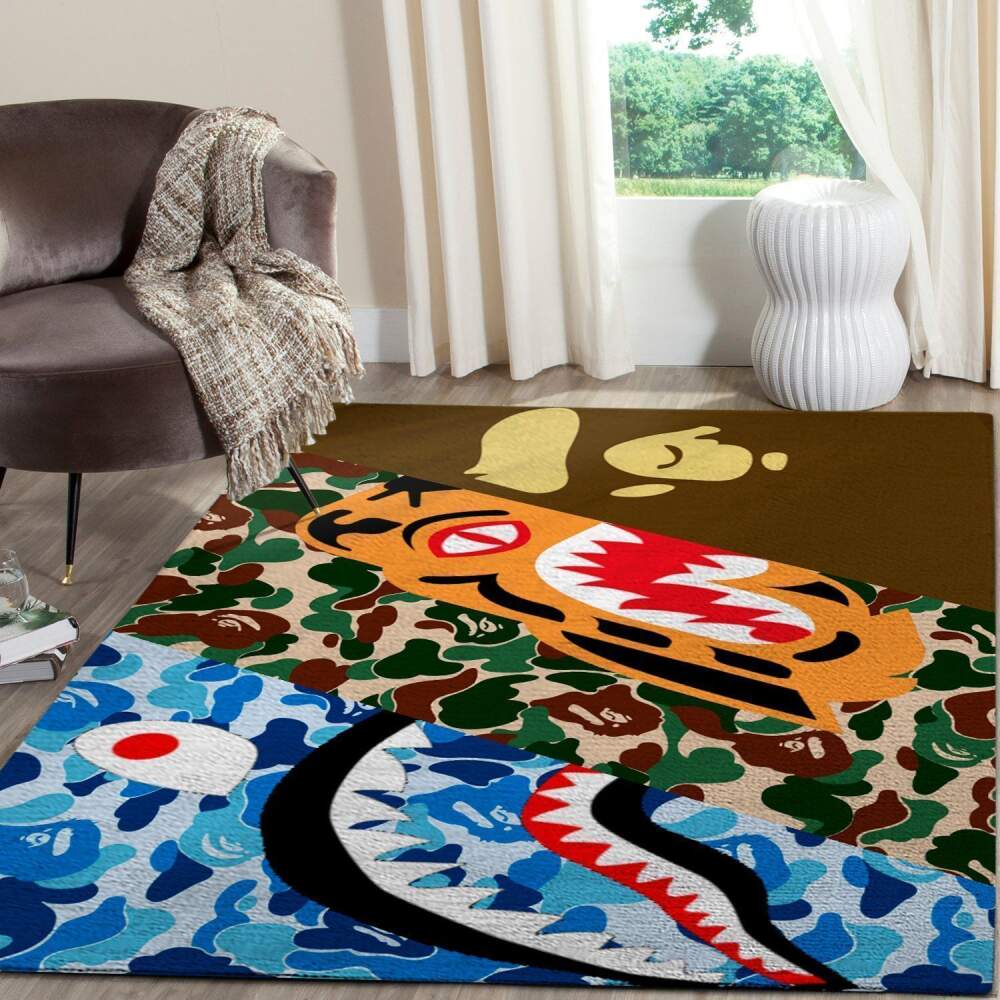 Bape Area Rug Hypebeast Luxurious Fashion Brand Logo V1408 Chussin | Home Decor Easily