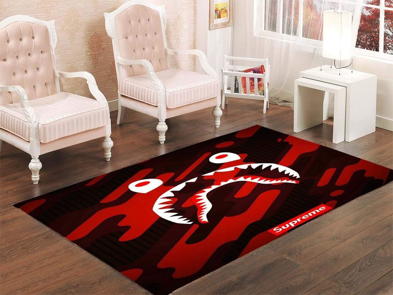 Bape Supreme Red Area Limited Edition Rug - Chussin | Home Decor Easily