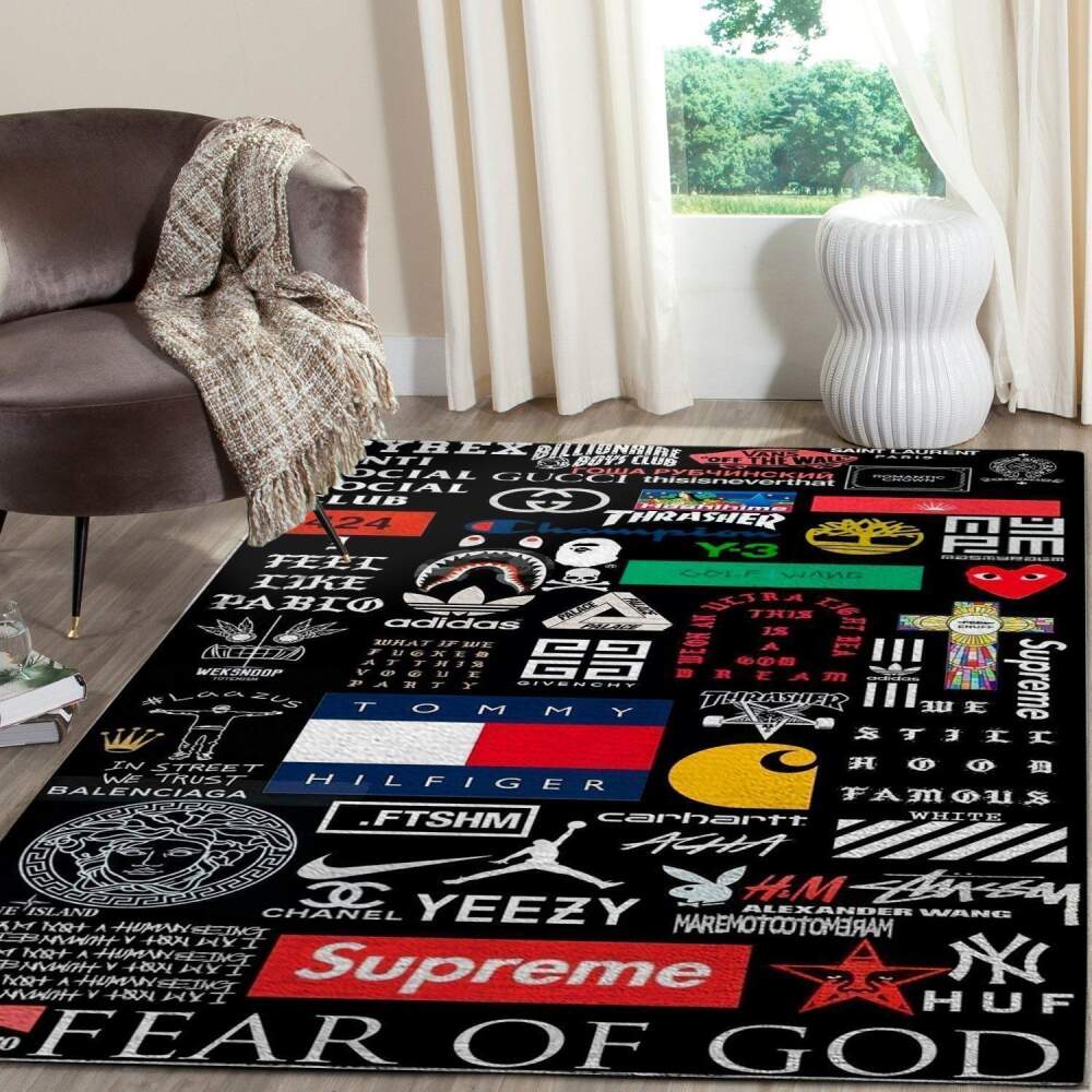 Big Fashion Brands Area Rug Hypebeast Luxurious Fashion Brand Logo Chussin | Home Decor Easily