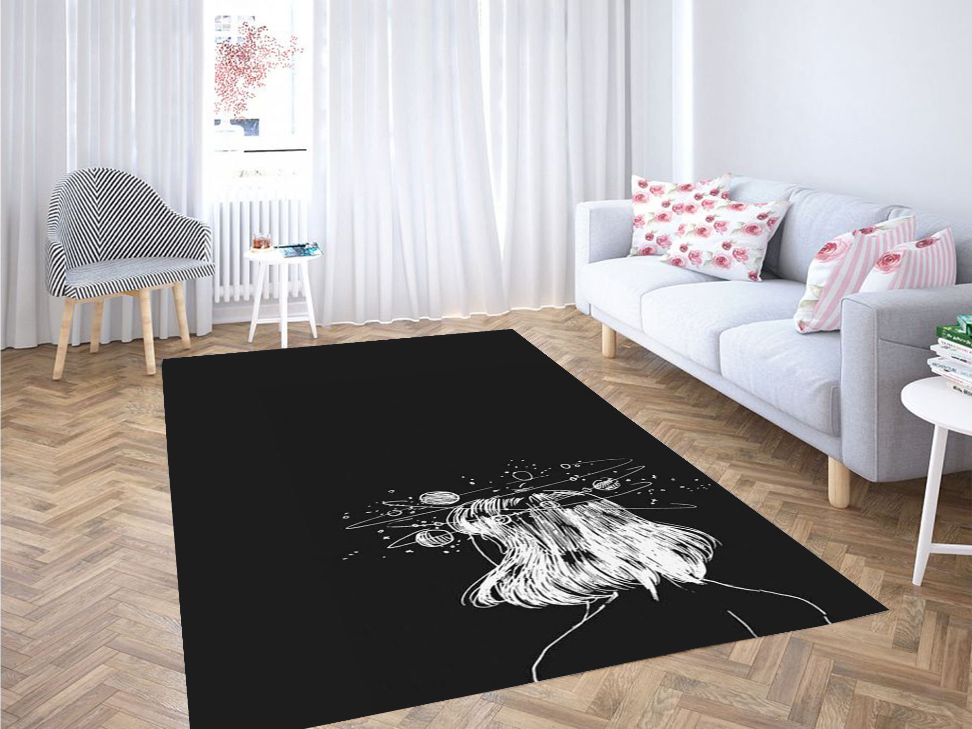 Black And White Wallpaper Space Carpet Rug -  Chussin | Home Decor Easily