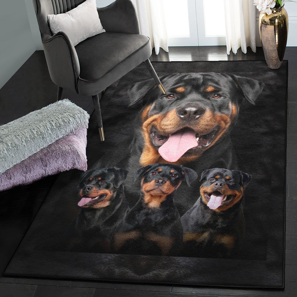 Black Large Rugs, Three Black Rottweiler GS CL Rug  Chussin | Home Decor Easily
