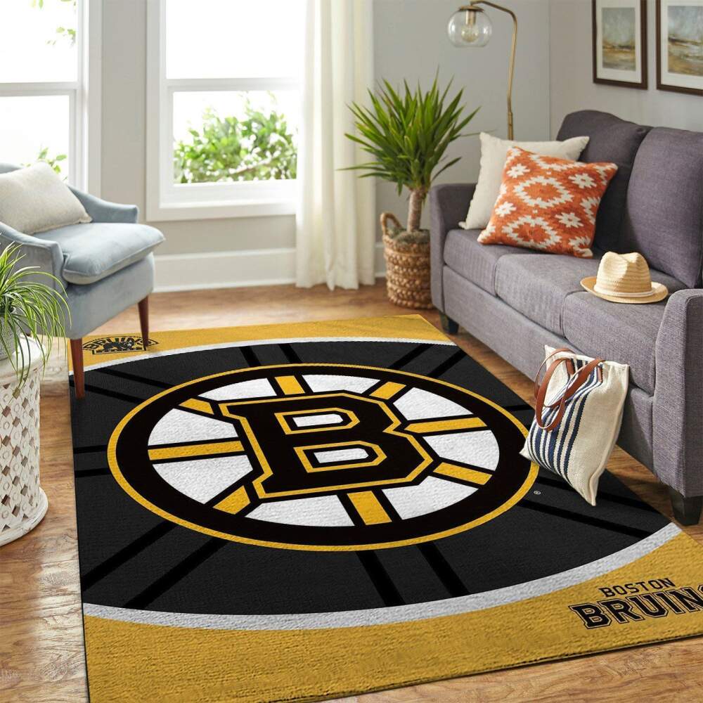 Boston Bruins Nhl Area Rugs Team Logo Sports Chussin | Home Decor Easily