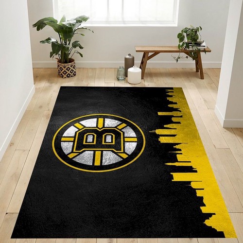 Boston Bruins Skyline Nfl Team Logo Rug Bedroom Rug D Chussin | Home Decor Easily