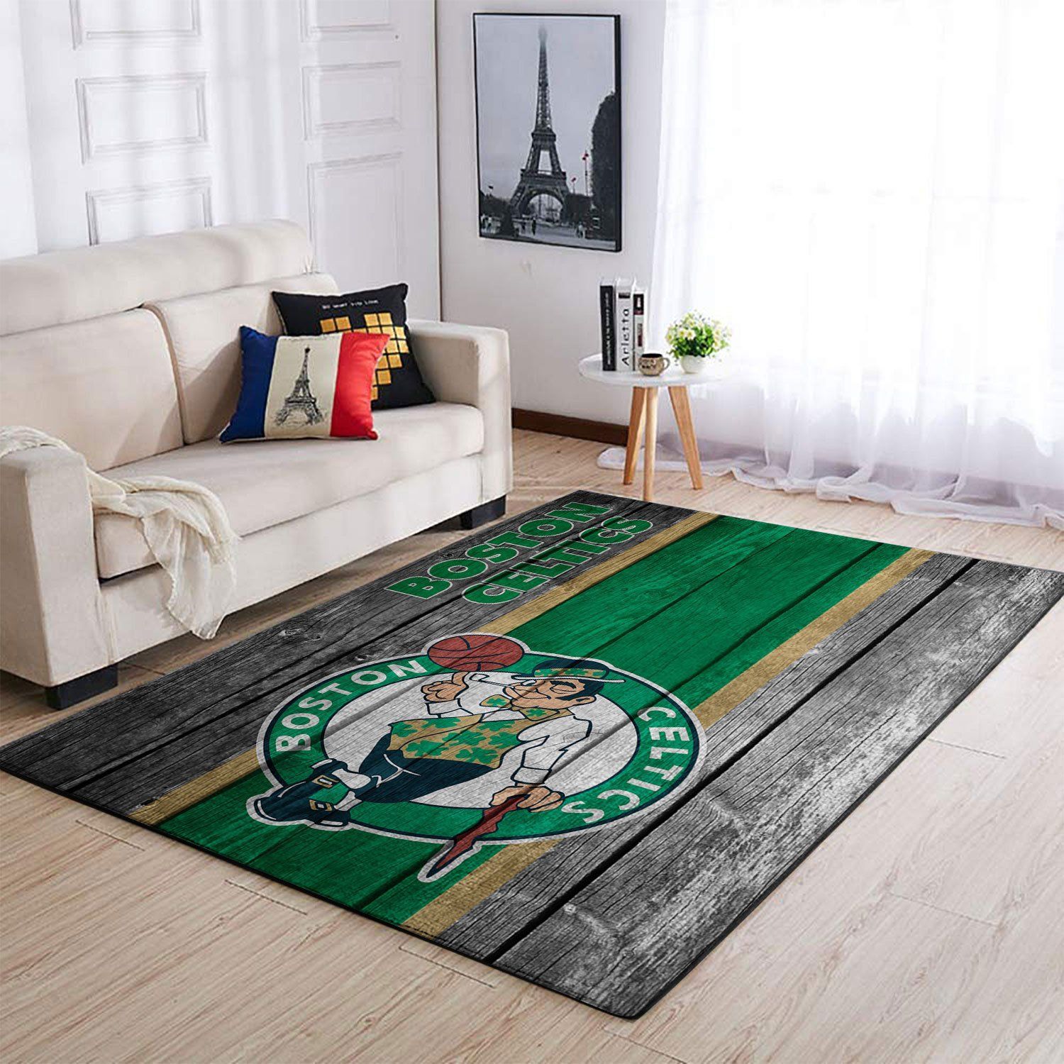 Boston Celtics Nba Team Logo Area Rugs Wooden Style Sports Chussin | Home Decor Easily