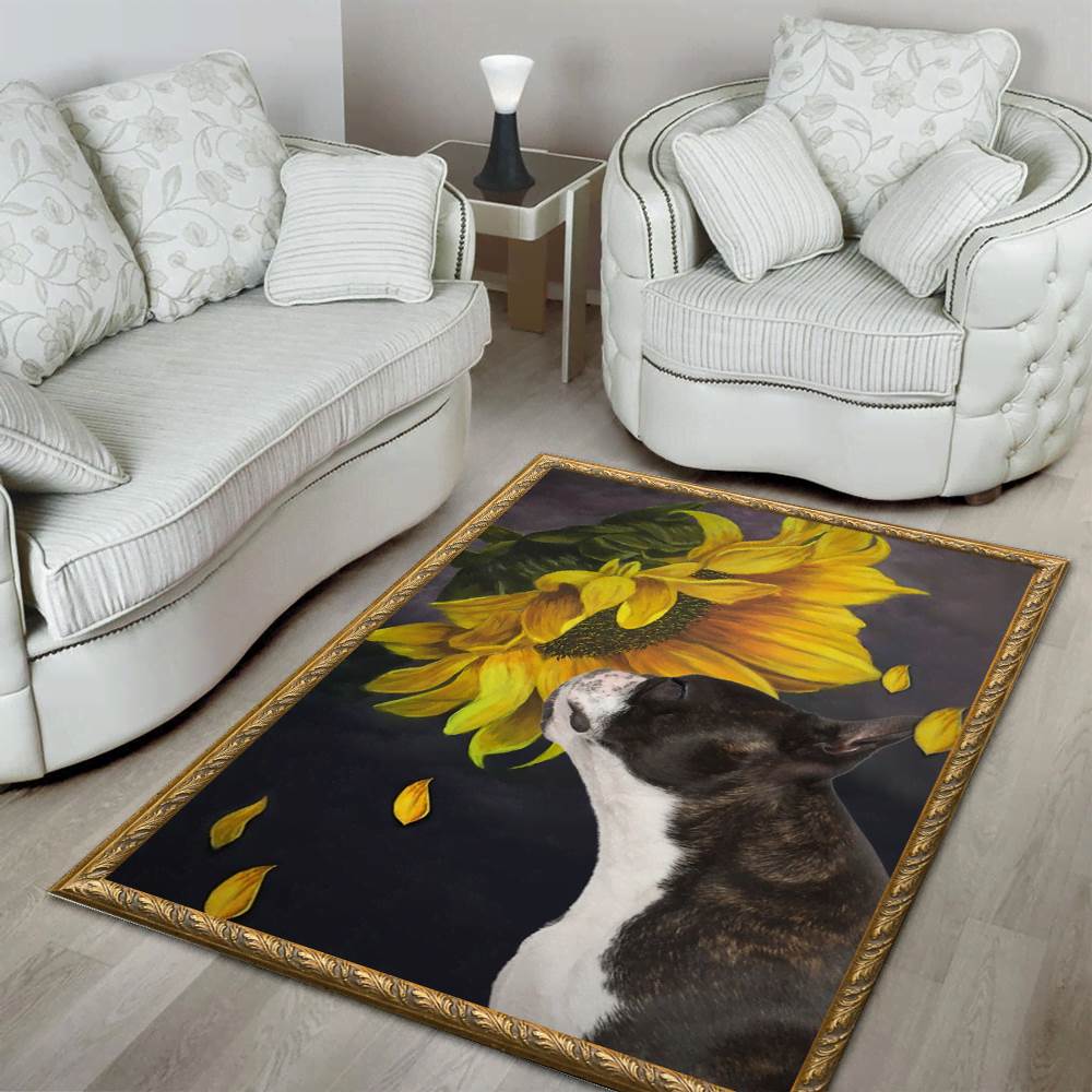 Boston Terrier And Sunflower Christmas Gift Area Limited Edition Rug -  Chussin | Home Decor Easily