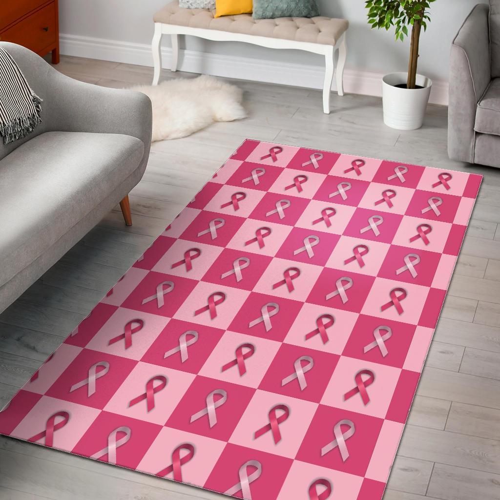 Breast Cancer Awareness Pink Ribbon Pattern Print Area Rug  Chussin | Home Decor Easily