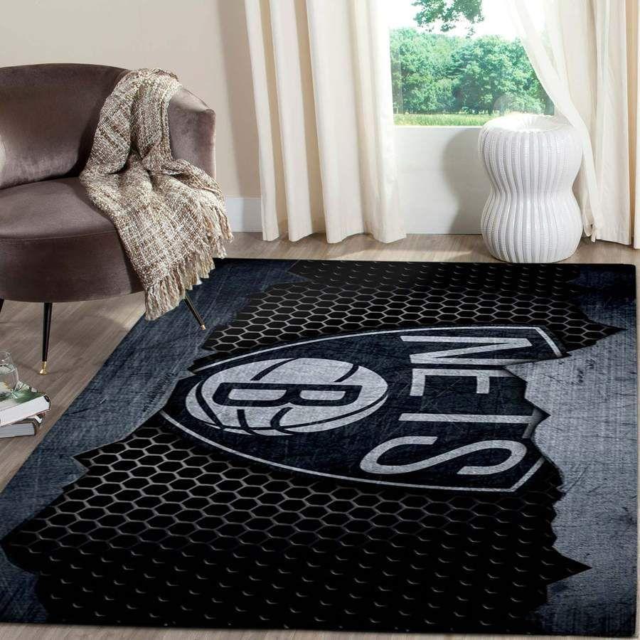 Brooklyn Nets Area Rug Nba Basketball Team Logo V4638 Chussin | Home Decor Easily