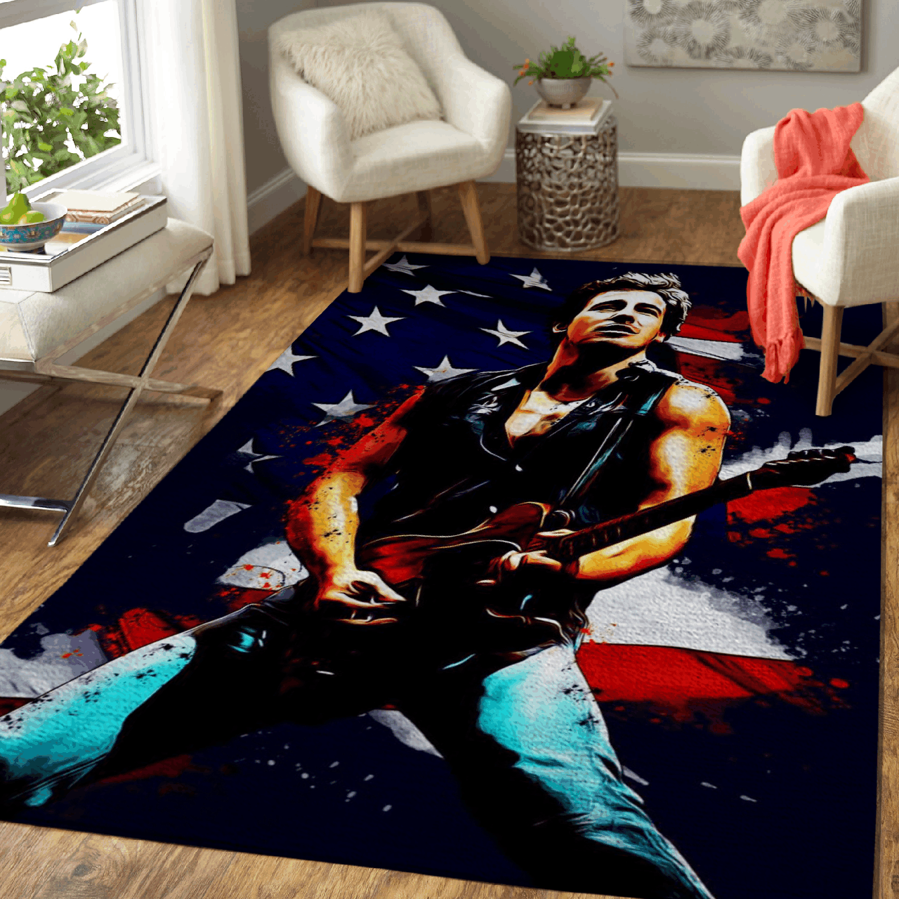 Bruce Springsteen American Singer And Musician Pop Art Area Rug Area Chussin | Home Decor Easily