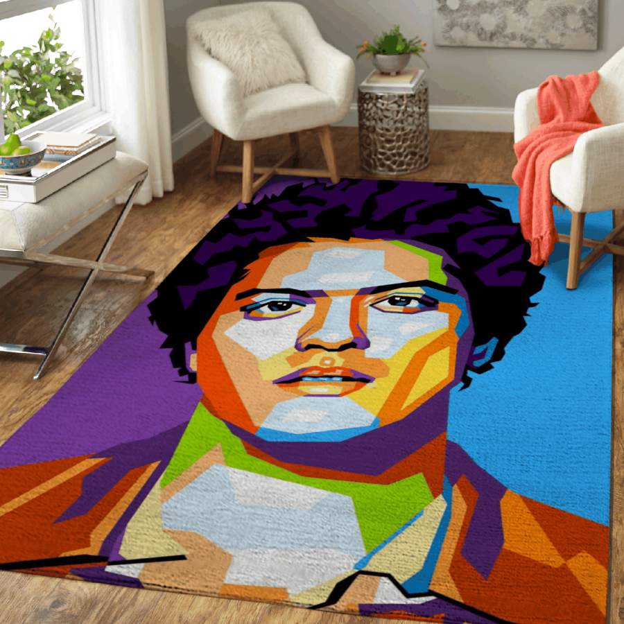 Bruno Mars Singer Peter Gene Hernandez Pop Art Area Rug  Chussin | Home Decor Easily