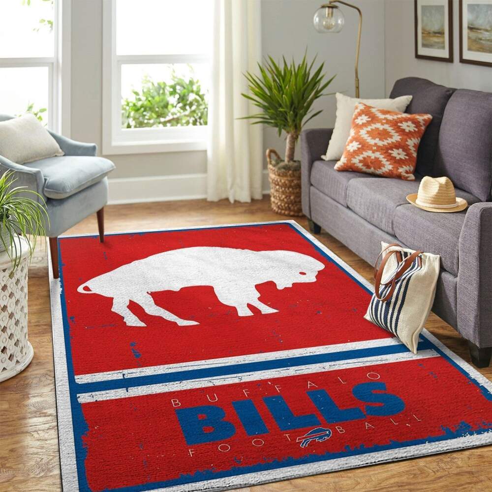 Buffalo Bills Nfl Area Rugs Retro Style Team Logo Sports | Home Decor Easily