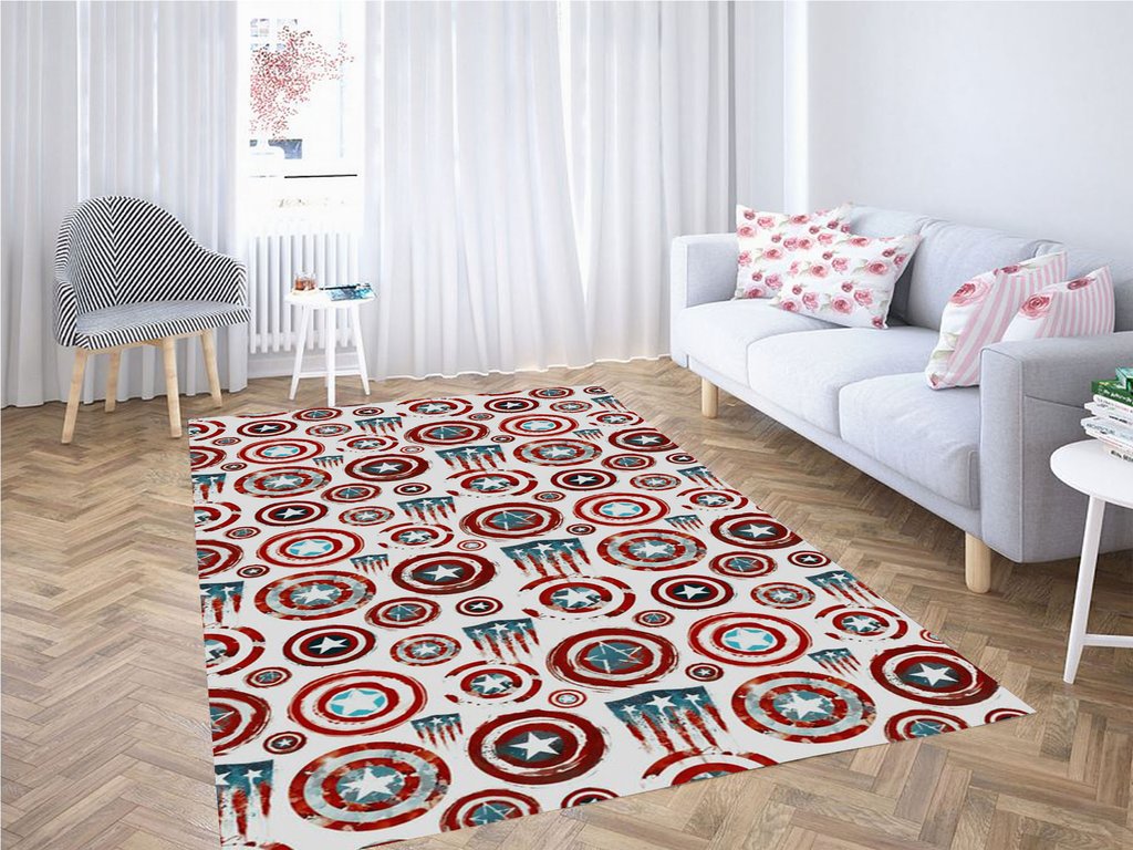 Captain America Logo Living Room Modern Carpet Rug -  Chussin | Home Decor Easily